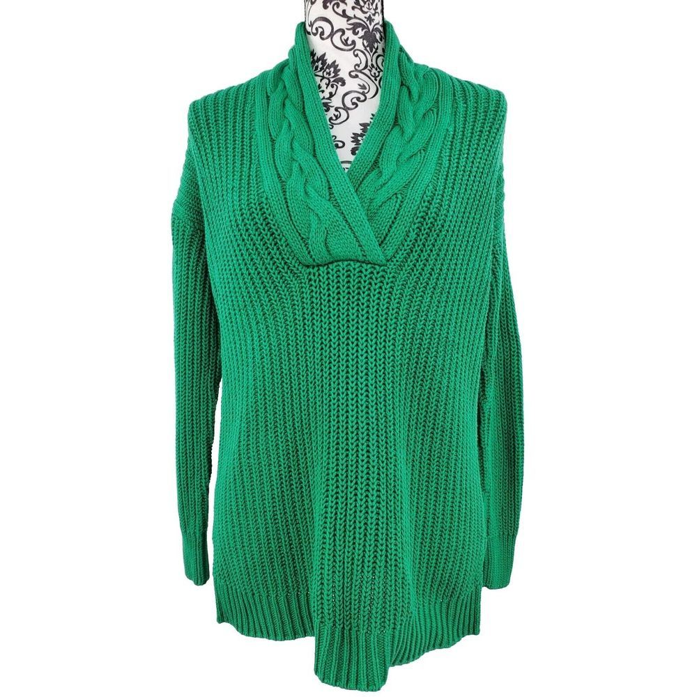 Lauren Ralph Lauren Green Cable Knit Oversized Long Sleeve Sweater Women's XS